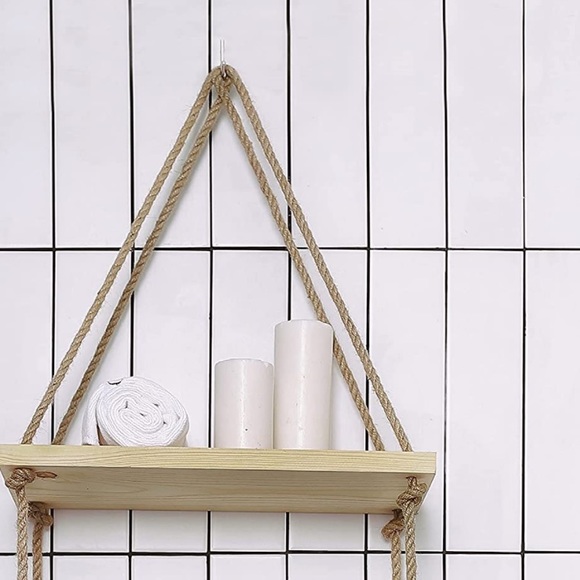 Bohemian rustic shelf hanging rack storage - Picture 3 of 6